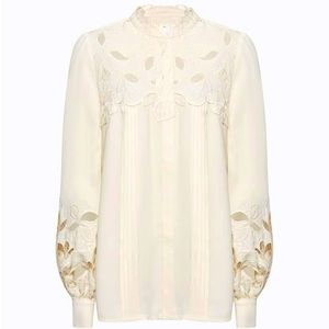 Reiss Sophie Lace Blouse Button-down Long Sleeve FW2022